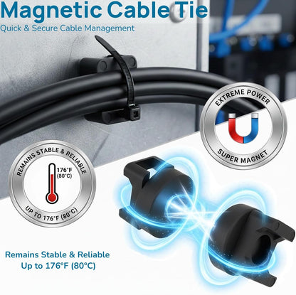 225-Pc Magnetic Cable Ties Set,Magnetic Zip Tie Mounts & Cable Ties