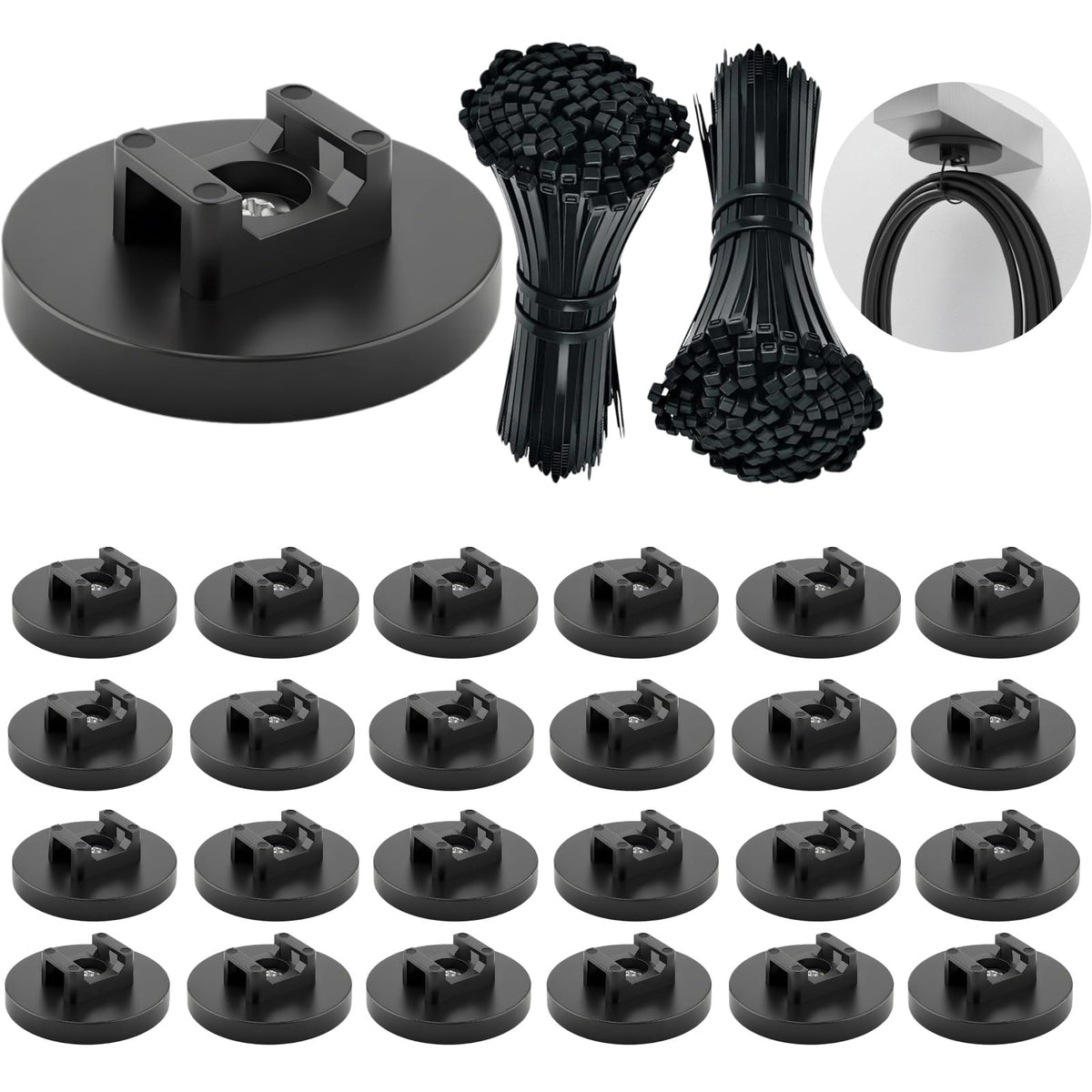 225-Pc Magnetic Cable Ties Set,Magnetic Zip Tie Mounts & Cable Ties