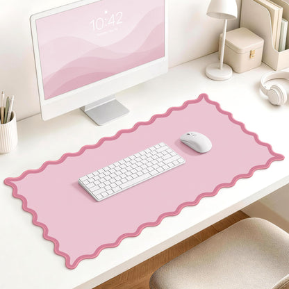 HAUTOCO Scalloped Desk Mat 31.5'' x 15.8'' Aesthetic Mouse Pad