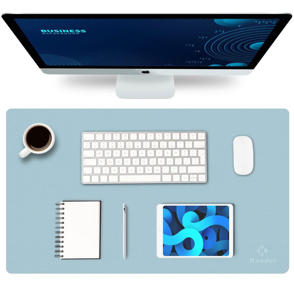 K KNODEL Large Office Desk Mat, Leather Mouse Pad (31.5"x15.7", Black)