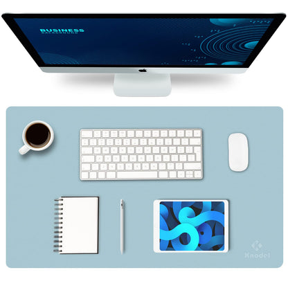 K KNODEL Large Office Desk Mat, Leather Mouse Pad (31.5"x15.7", Black)