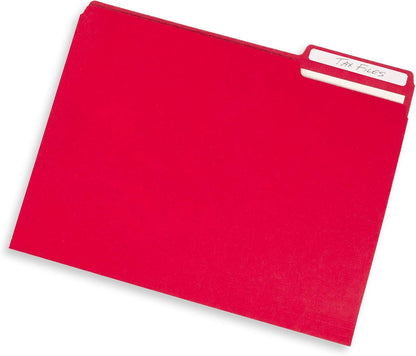 Blue Summit Supplies 100 File Folders, Letter Size, 1/3 Cut Tab, Red
