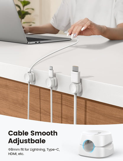 Lamicall 8 Pack Cord Organizer, [1s Lock] Cable Management Clips for Desk