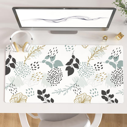 QIYI PU Leather Large Mouse Pad, Waterproof Desk Mat, 31.5" x 15.7", Peony