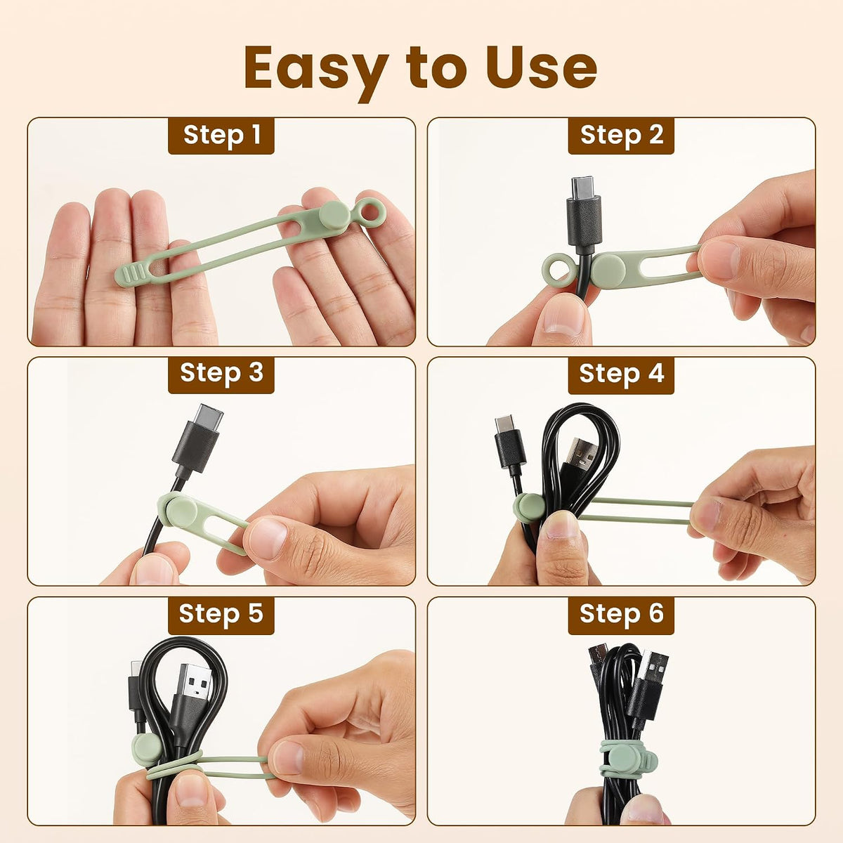 30 Pcs Silicone Cable Ties, Reusable Data Cable Organizer for Home Office