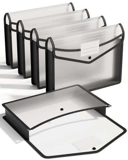 ThinkTex Plastic Expanding File Folders, Transparent Envelopes with Elastic