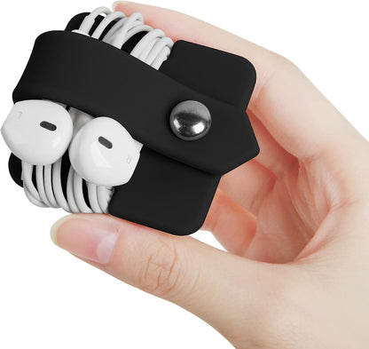Headphone Case Cord Organizer Earbuds Holder Earphones Case Wrap Winder Headset Keeper Cord Manager Cable Organizer Black