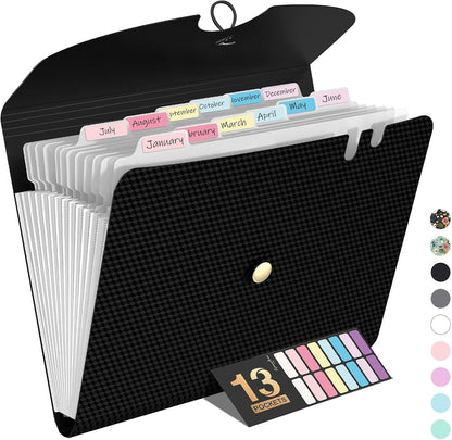 Sooez Expanding File Folders, 13 Pocket Accordion File Organizer, Letter/A4