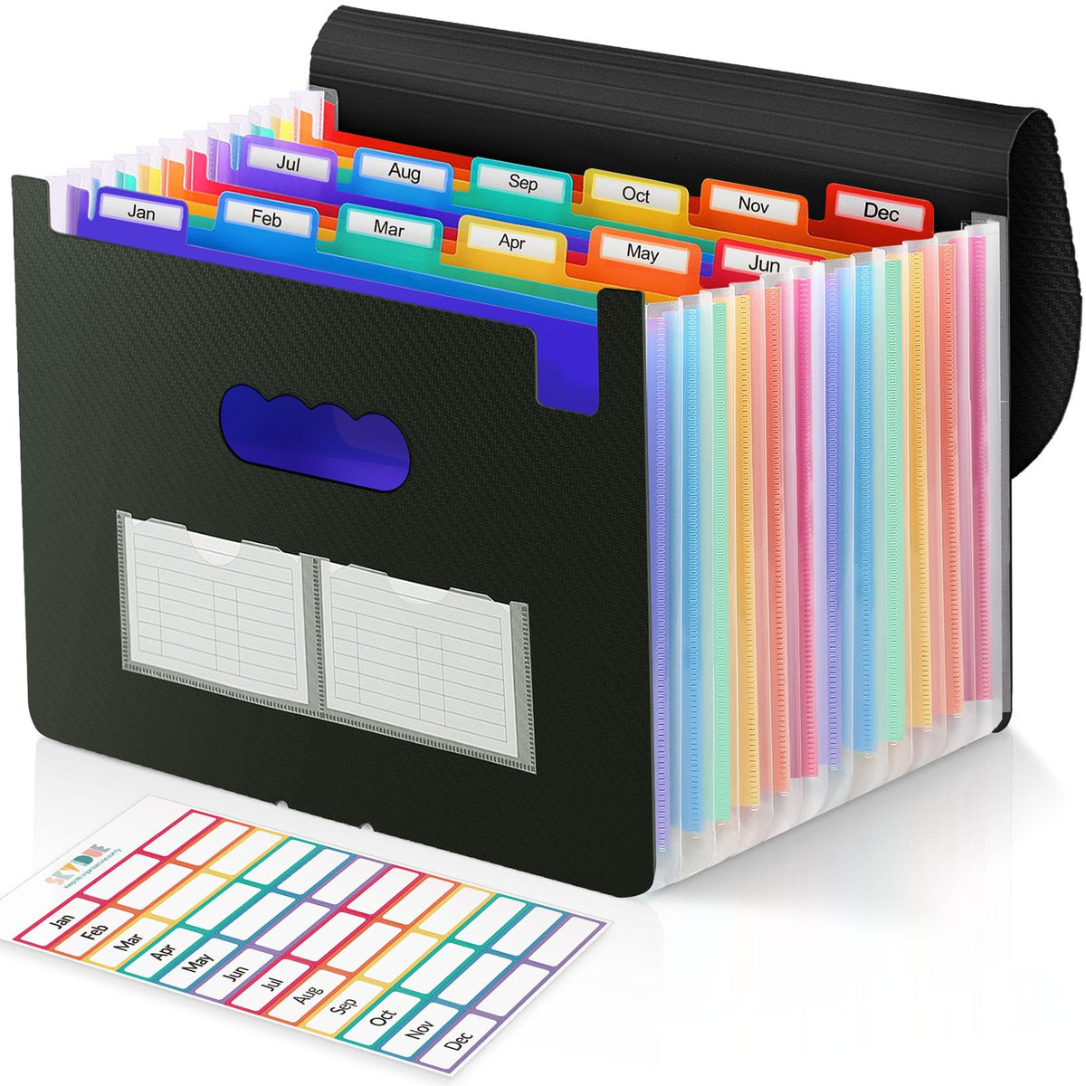 SKYDUE Accordion File Organizer, Expanding File Folder with 13 Pockets, Portable Document Paper Bill Receipt Organizer, Home School Office Supplies, Letter A4 Size Haze Blue