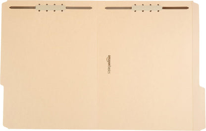 Amazon Basics Manila File Folders with Fasteners for Organized Filing, Letter Size, 100-Pack