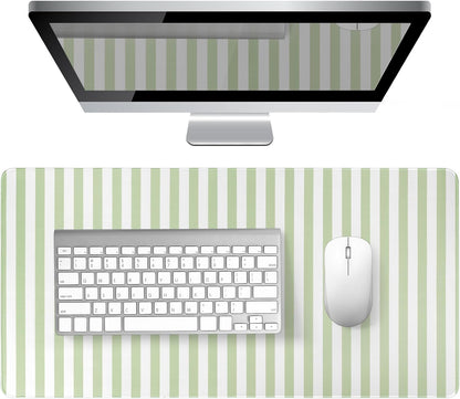 Green Striped Desk Mat Large Mouse Pad Cute Desk Pad Keyboard Computer Mat