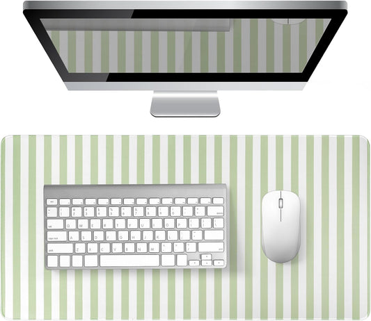 Green Striped Desk Mat Large Mouse Pad Cute Desk Pad Keyboard Computer Mat