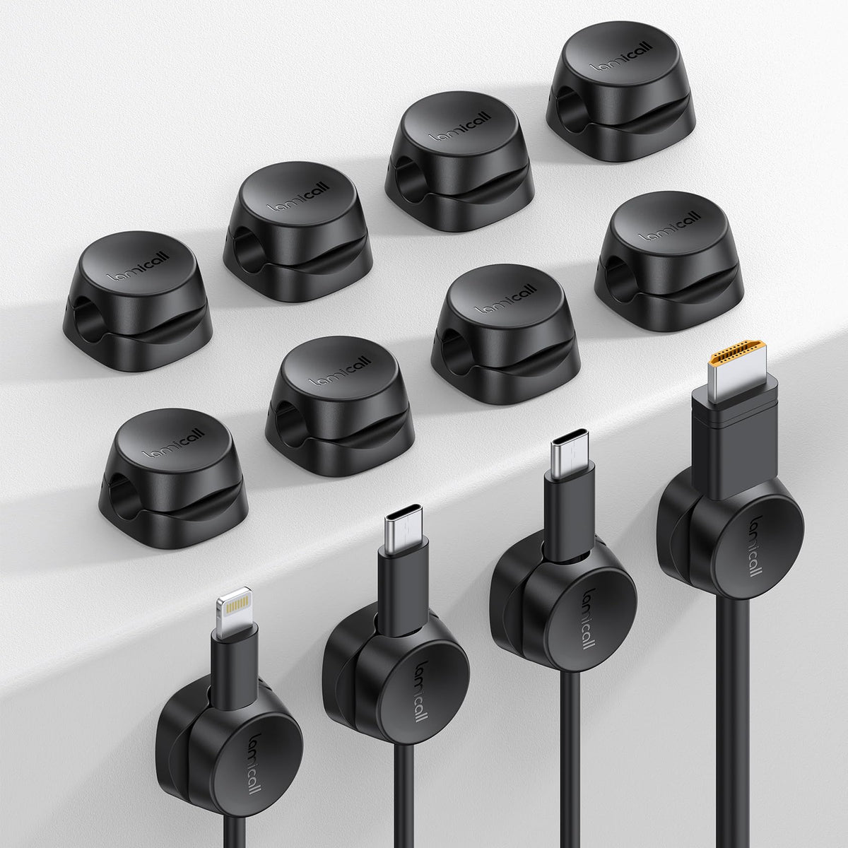 Lamicall 6Pack Cord Organizer, [1s Lock] Spring Cable Holder Clips for Desk