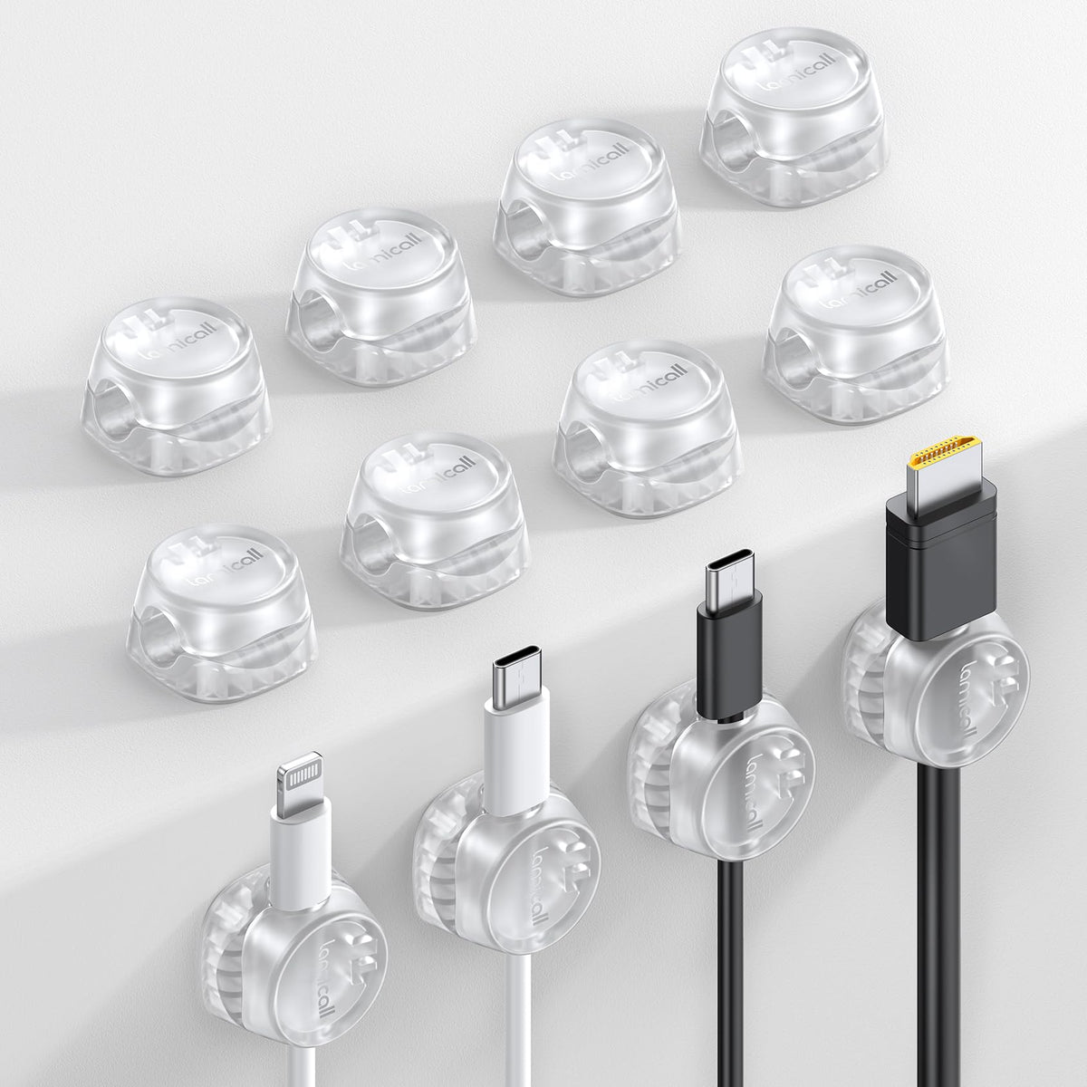 Lamicall 6Pack Cord Organizer, [1s Lock] Spring Cable Holder Clips for Desk