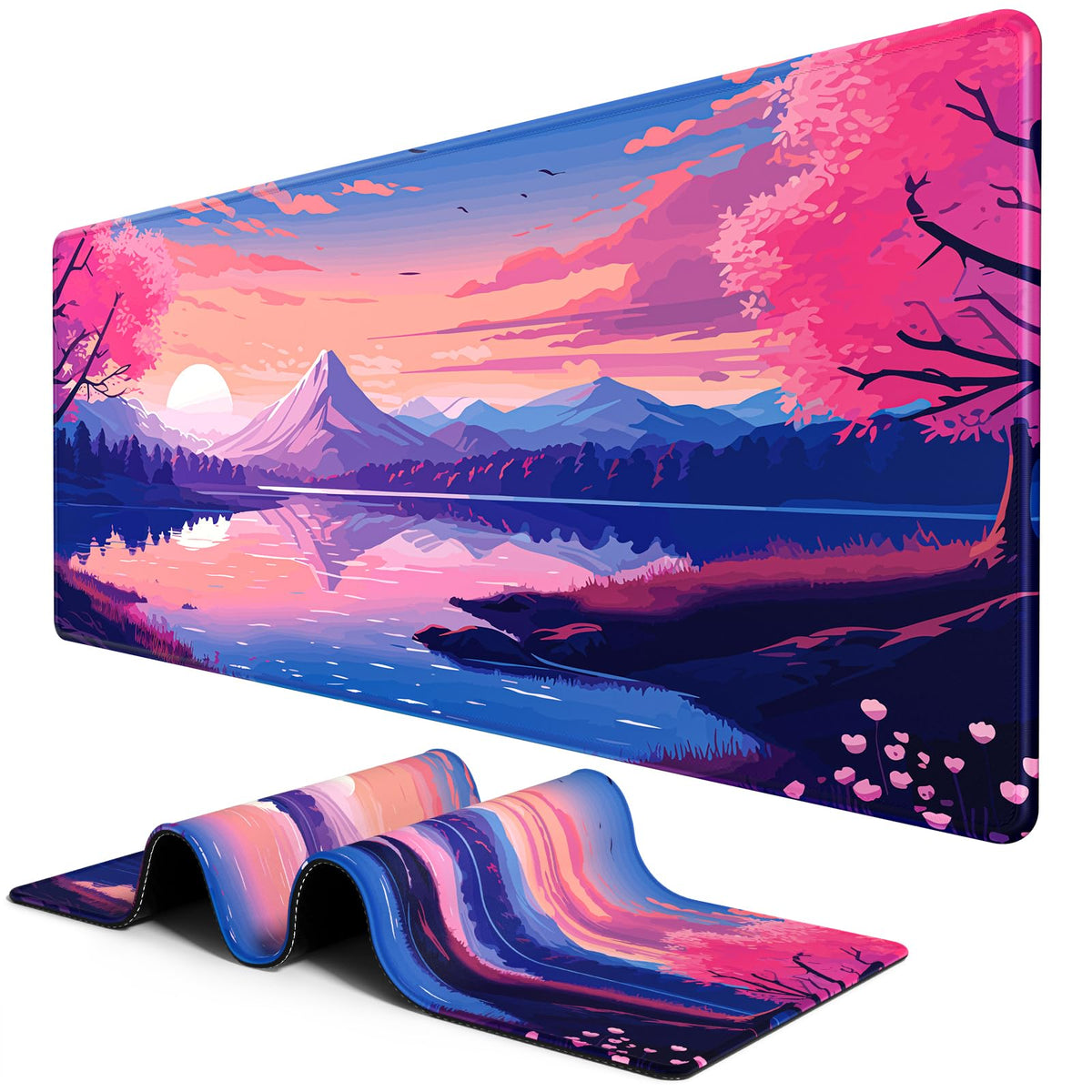 BOSOBO Extended Gaming Desk Mat, XXL Full Cover 31.5 x 11.8 Inches, Black Leopard Print