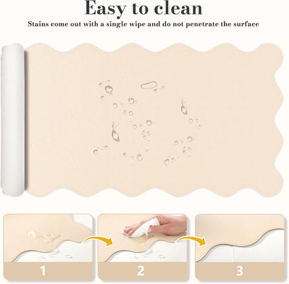 iCasso Beige Desk Blotter 35.4"x15.7", Desk Protector for Workspace