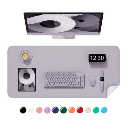 Desk Pad, 30" x 14" PU Leather Non-Slip Desk Mat Large Mouse Pad for Desktop, Waterproof Laptop Computer Writing Mat for Office, Home, Work, Gaming, Ivory White