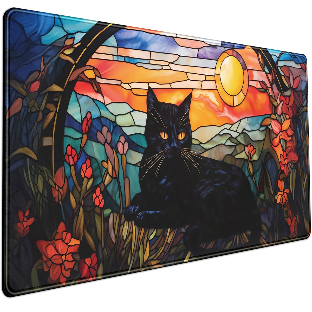 Boho Aesthetic Desk Mat Wildflowers Large Mouse Pad Gaming Desk Pad, XXL Keyboard Mat Full Desktop Women Office Desk Accessories with Stitched Edges Anti-Slip Funny Deskpad, 31.5 X 15.8 in