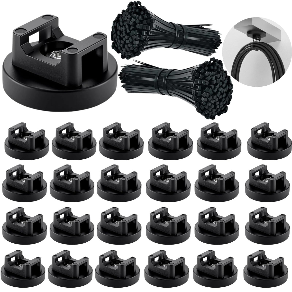 225-Pc Magnetic Cable Ties Set,Magnetic Zip Tie Mounts & Cable Ties