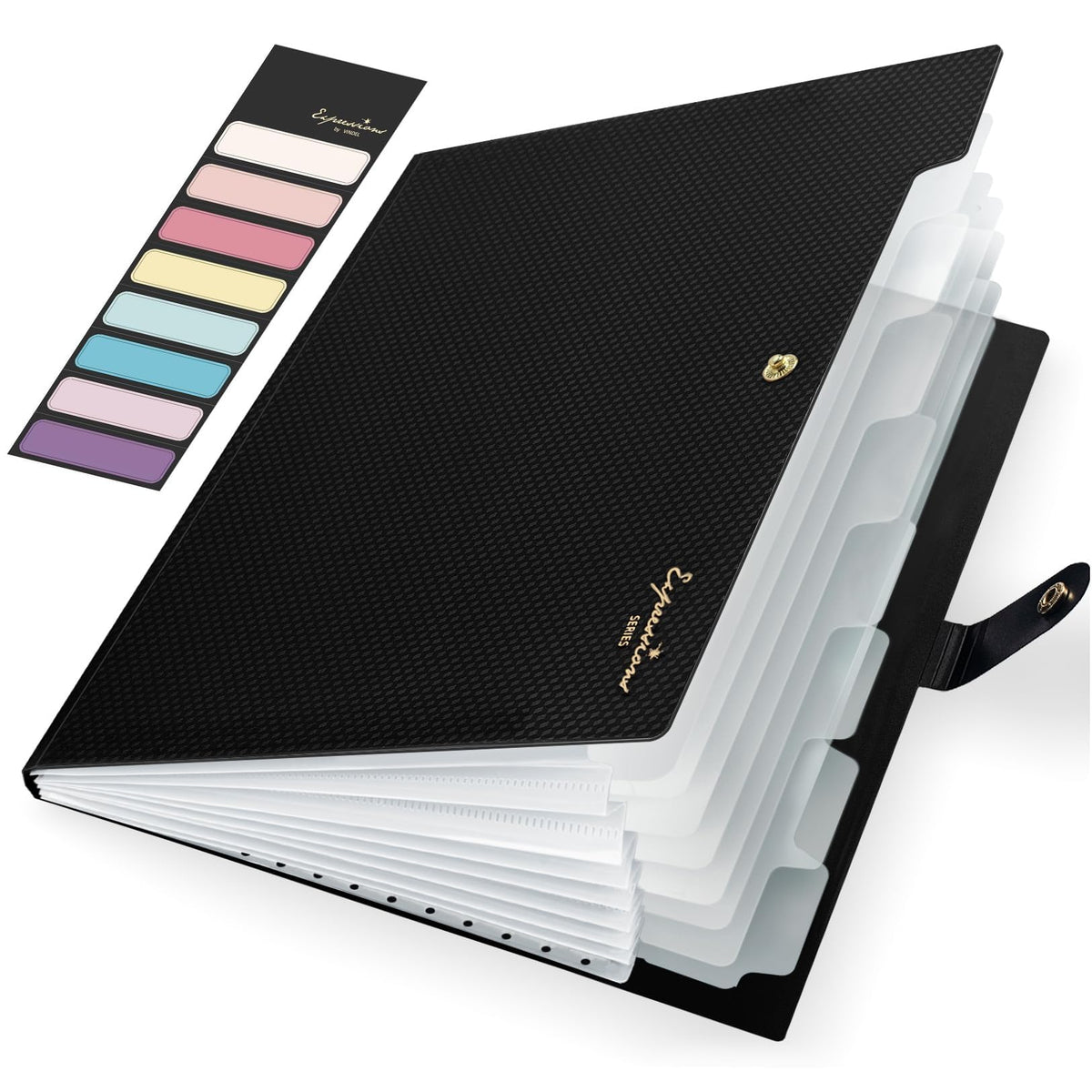 Sooez Accordion File Organizer 8 Pocket, Expanding File Folder with Labels