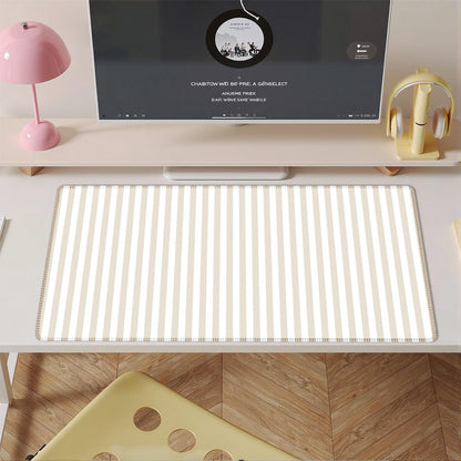 Beige Striped Desk Mat Cute Pastel XXL Large Gaming Mouse Pad Desk Pad Kawaii Aesthetic Home Office Decor Cozy Keyboard Laptop Computer Mat