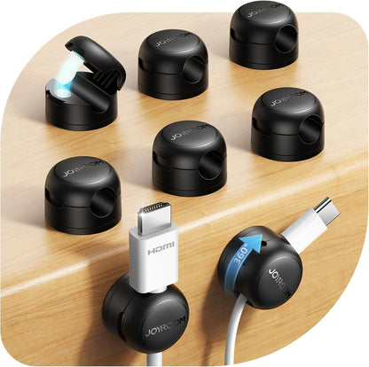JOYROOM 8 Pack Magnetic Cable Clips, 360° Swivel Cord Organizer Wire Holder