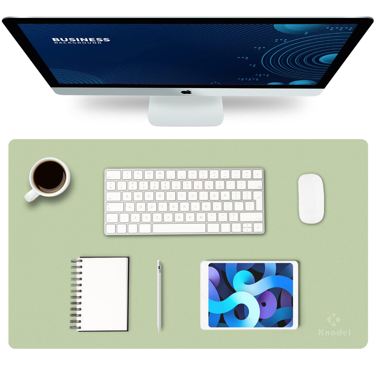 K KNODEL Large Office Desk Mat, Leather Mouse Pad (31.5"x15.7", Black)