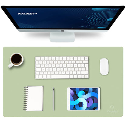 K KNODEL Large Office Desk Mat, Leather Mouse Pad (31.5"x15.7", Black)