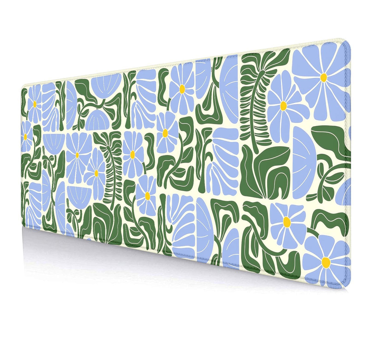 Large Mouse Pad Mousepad, Pink Flowers in a Blue Desk Mats for Desktop, Watercolor Beautiful Floral Laptop Computer Desk Pad, Non-Slip Rubber Base Desktop Mat, 31.5 x 11.8 inches