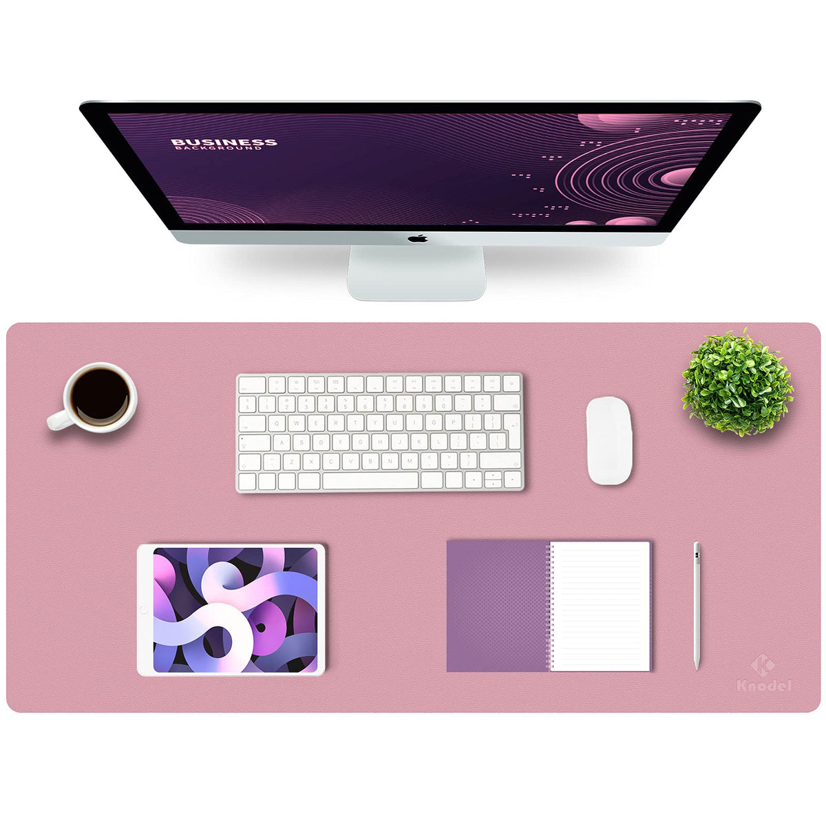 K KNODEL Large Office Desk Mat, Leather Mouse Pad (31.5"x15.7", Black)
