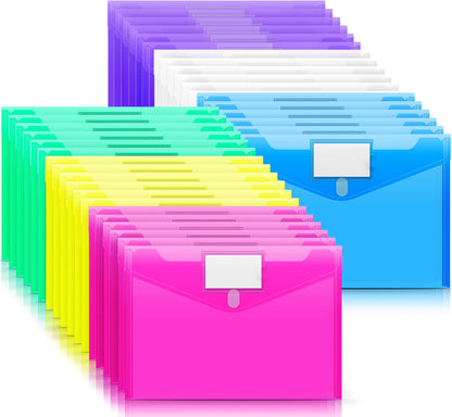 Sooez 10 Pack File Folders, Clear Poly Envelopes Plastic Folders A4 Pouch