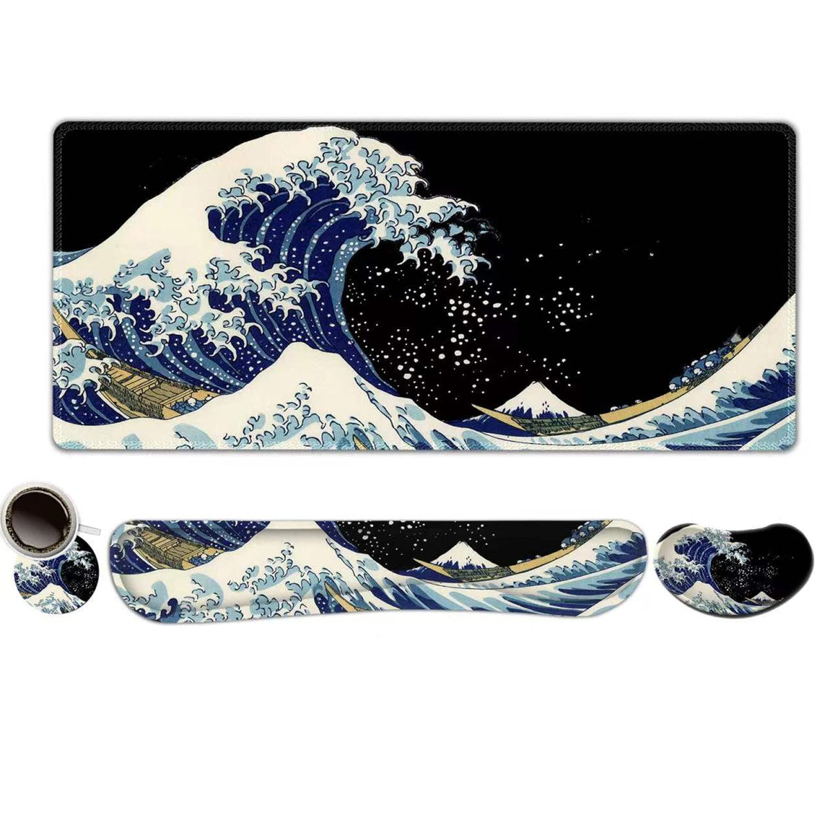 ToLuLu Extended Gaming Mouse Pad, Memory Foam Keyboard Mouse Wrist Rest Set