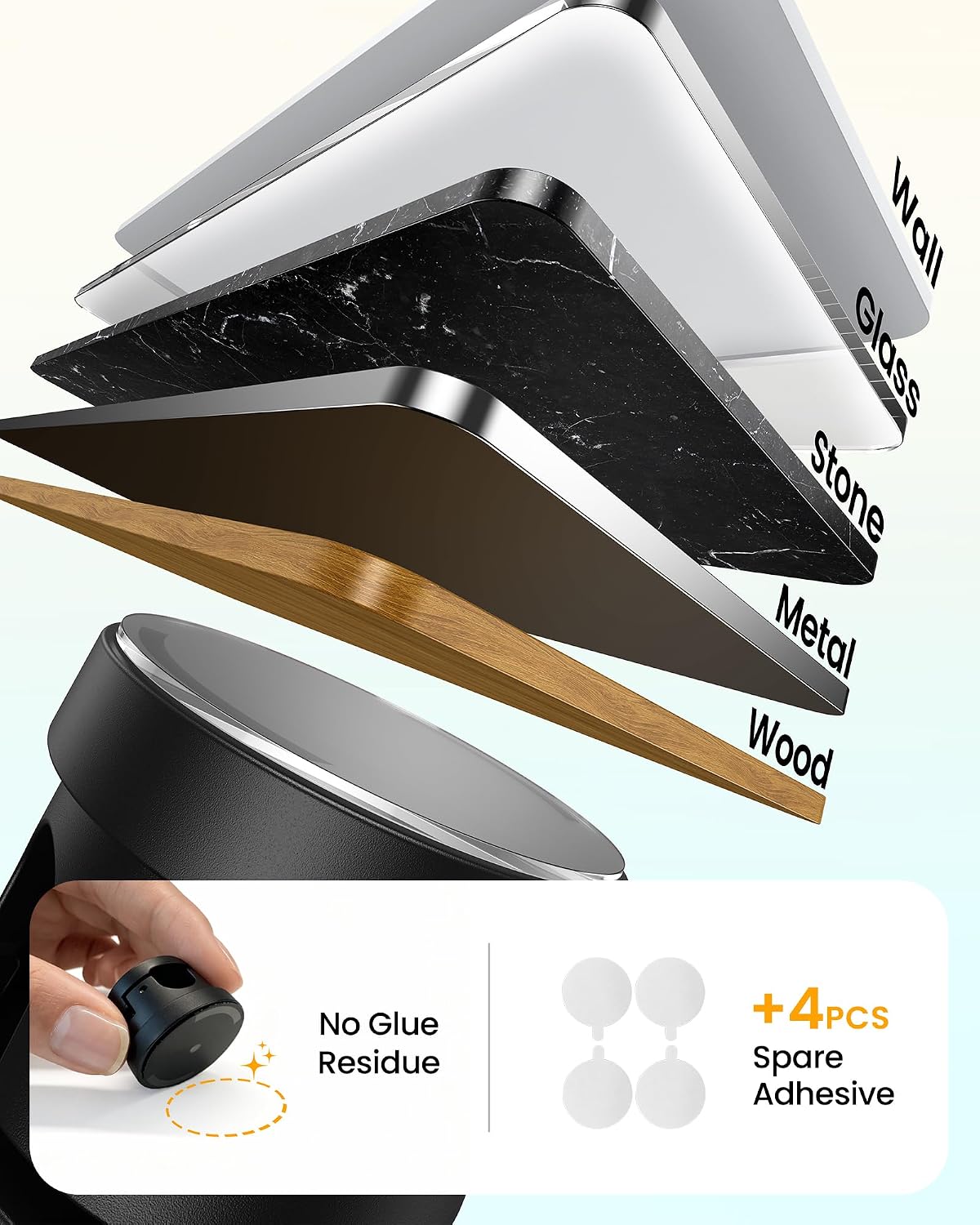 Silkland 6 Pack Snap-Lock Cable Clips, Rotatable Cord Holder for Nightstand