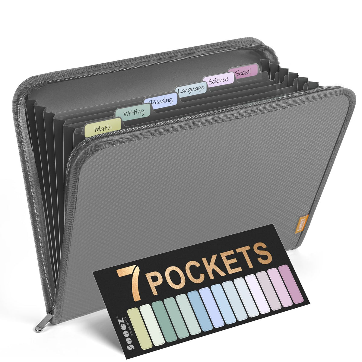 Sooez 13 Pocket Accordion File Organizer, Zipper Expanding File Folder A4
