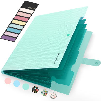 Sooez Accordion File Organizer 8 Pocket, Expanding File Folder with Labels