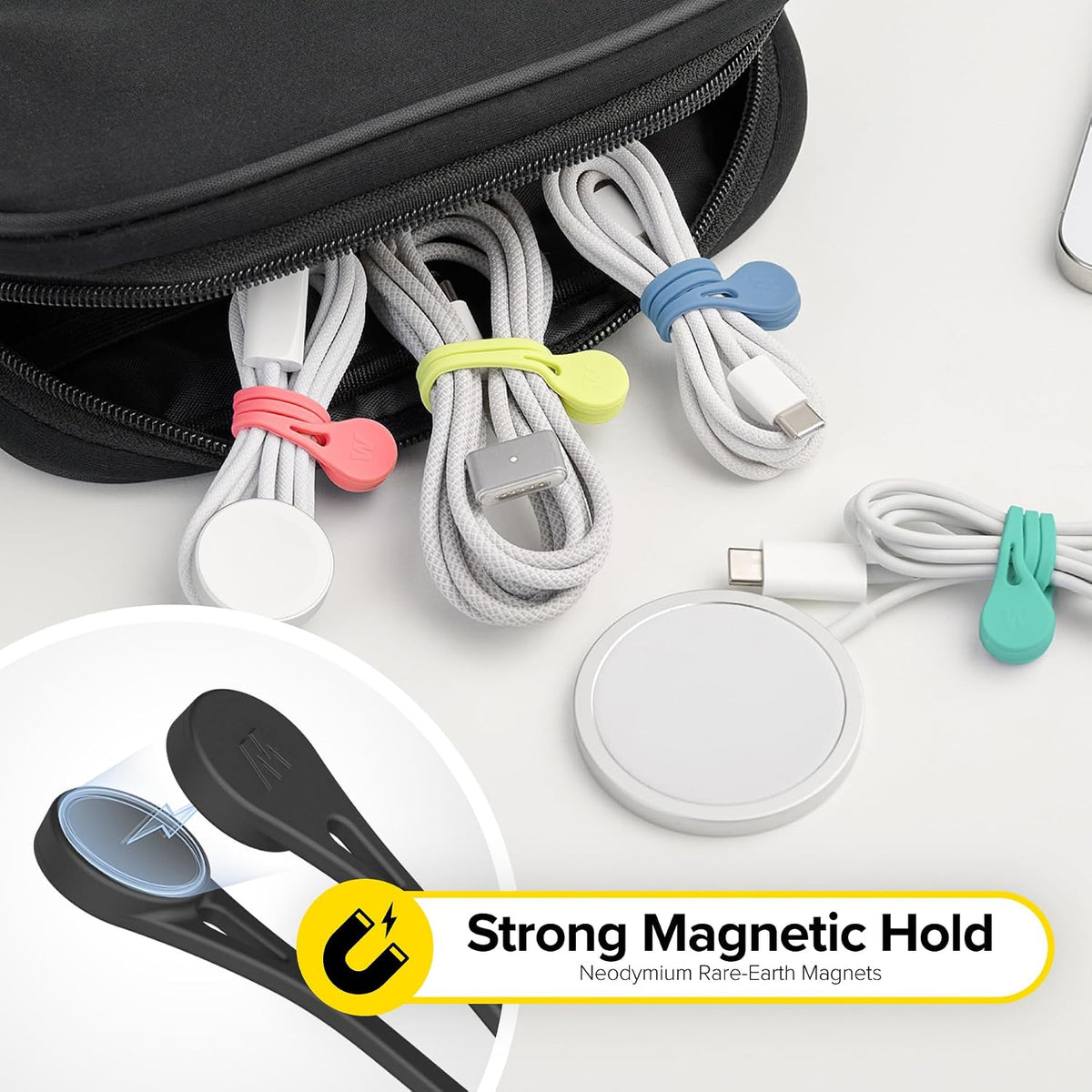 Wrap-It Storage MagnaTies 10pk Magnetic Silicone Ties for Cords