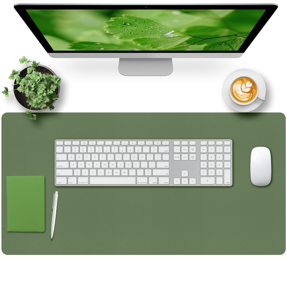Leather Desk Pad, Mouse Pad, Non-Slip Desk Protector Mat, Leather Desk Blotter, Computer Desk Pad, Waterproof Desk Mat for Office Home Decor - Beige (31.5×15.7 Inches)