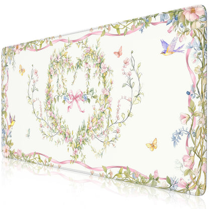 iCasso Desk Mat,Mouse Pad for Office Desk,35.4x15.7in,Pink Flowers