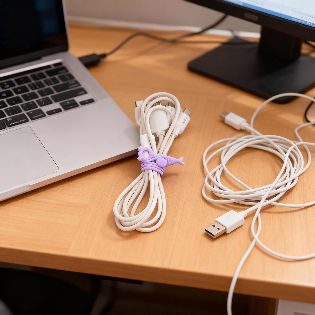 28 Pcs Silicone Cable Ties Reusable, Cable Cord Organizer Straps