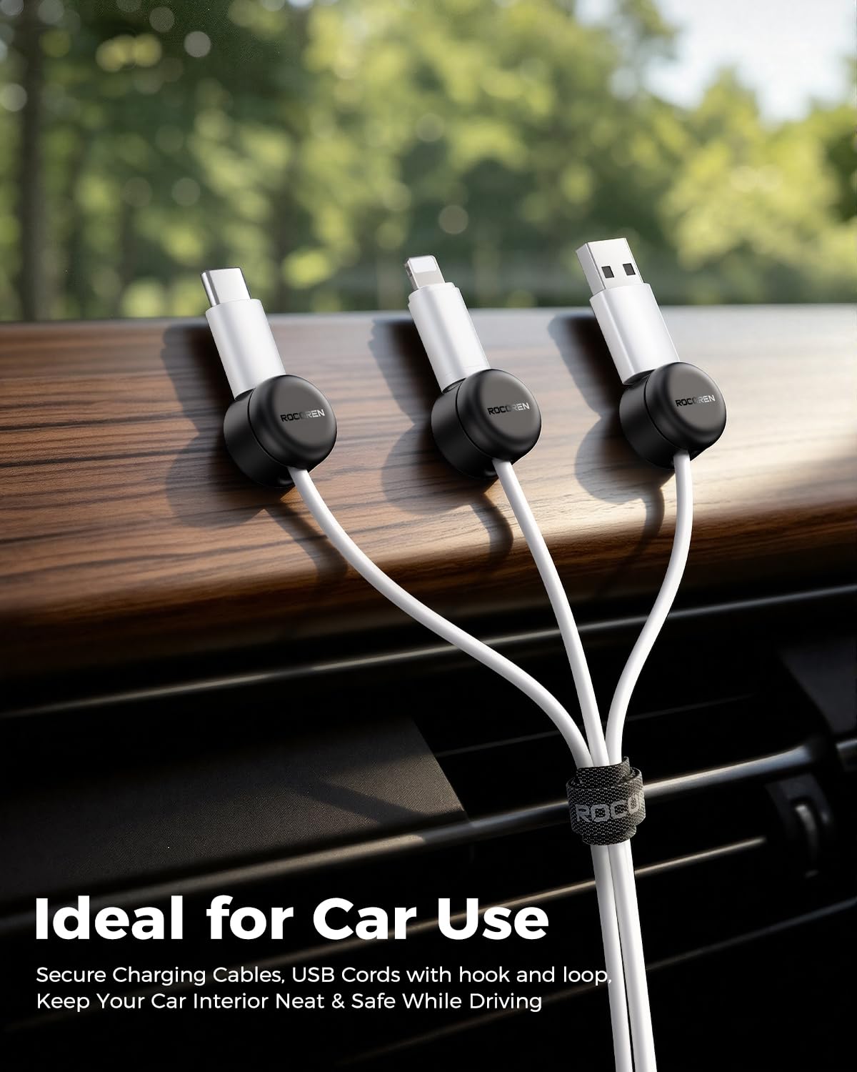 Rocoren 50‑Pack Rotatable Cable Clips & Cord Straps Cable Management Kit