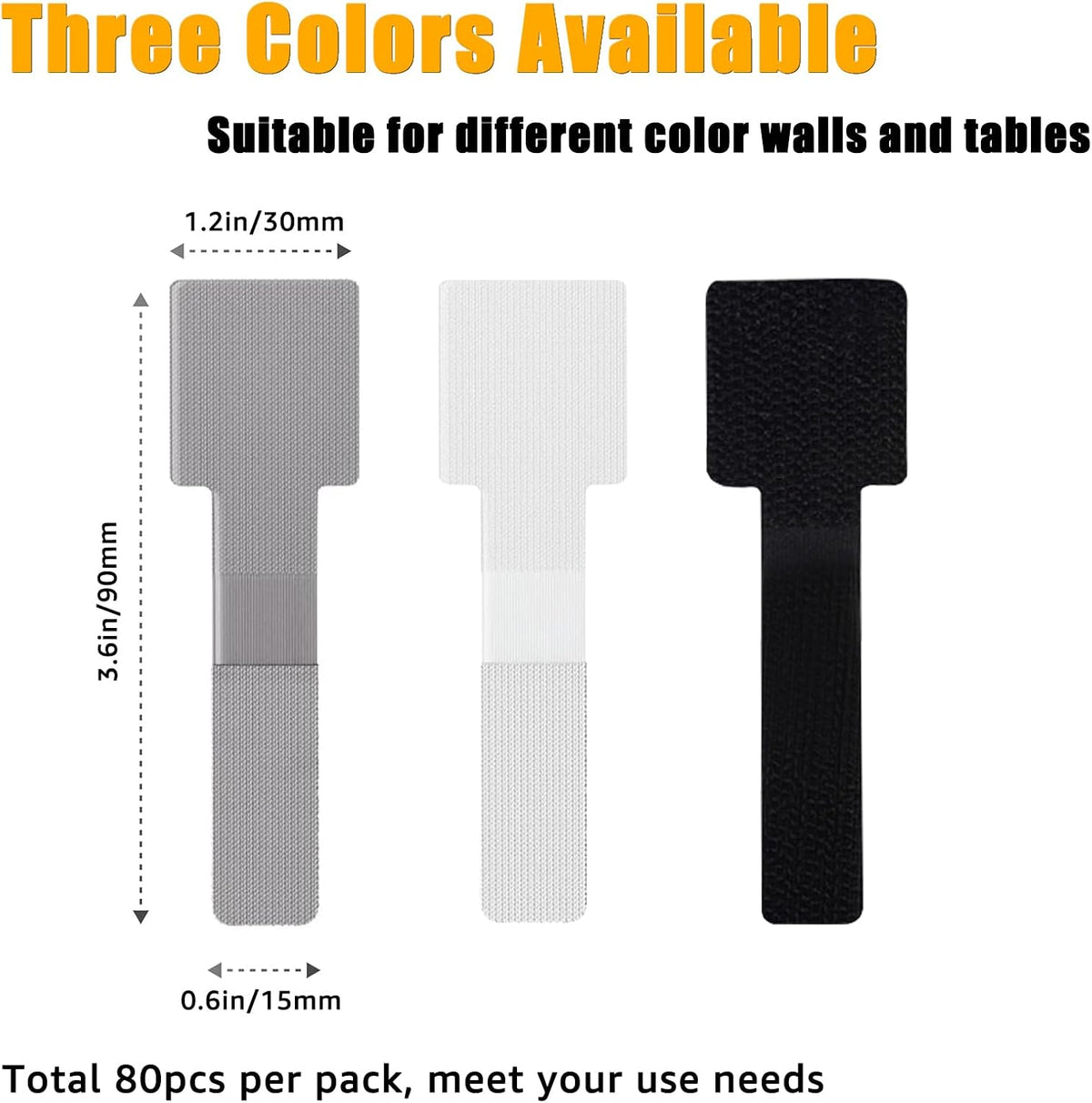80PCS Hook and Loop Cable Straps, Cable Management Under Desk