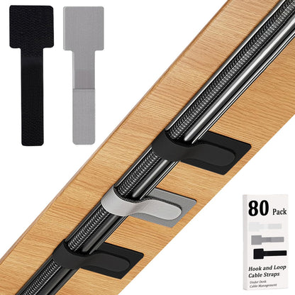 80PCS Hook and Loop Cable Straps, Cable Management Under Desk