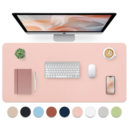 Leather Desk Pad, Mouse Pad, Non-Slip Desk Protector Mat, Leather Desk Blotter, Computer Desk Pad, Waterproof Desk Mat for Office Home Decor - Beige (31.5×15.7 Inches)