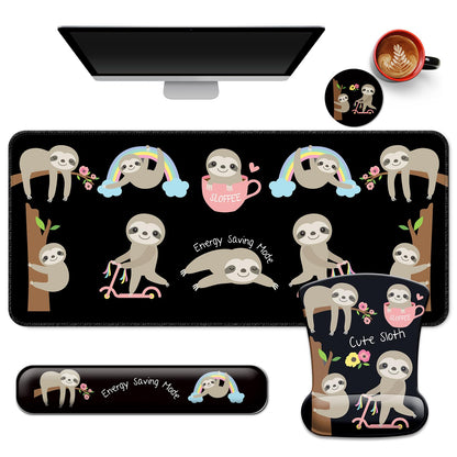 Desk Mat Set Keyboard and Mouse Pad with Wrist Rest Support