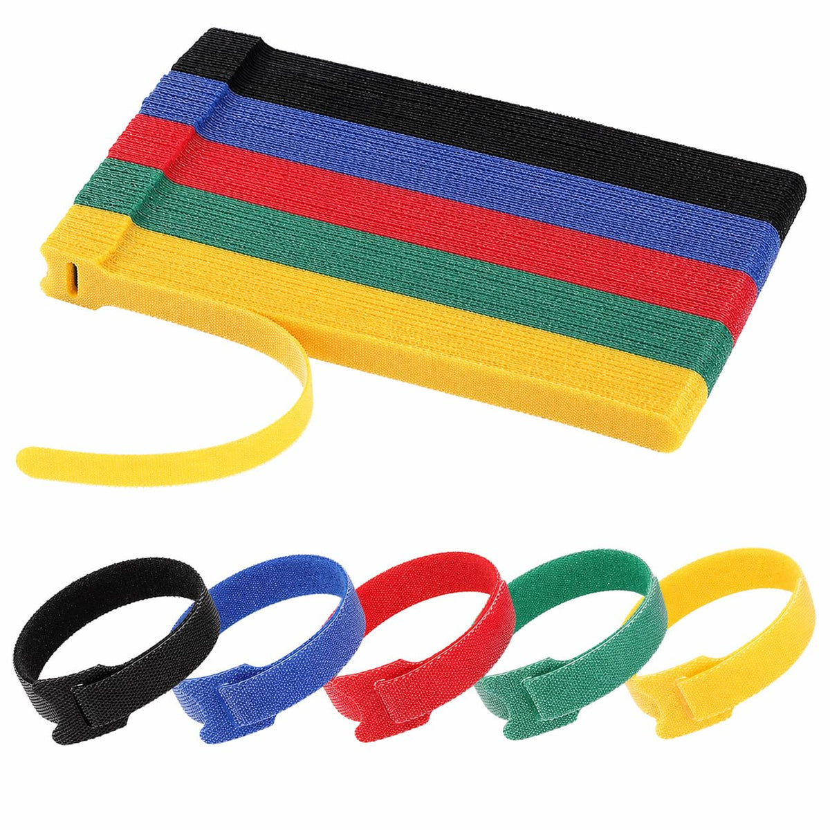 70pcs Cable Ties Reusable Black and White Wire Ties Cable Management Cord Ties Reusable for Electronics Hook and Loop Cable Ties for Computer 4 6 8 Inch