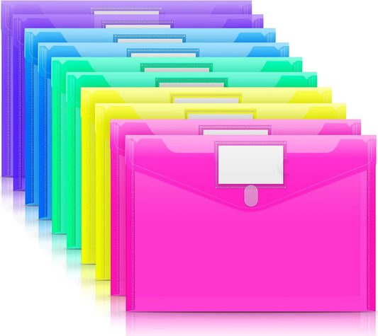 Sooez 10 Pack File Folders, Clear Poly Envelopes Plastic Folders A4 Pouch
