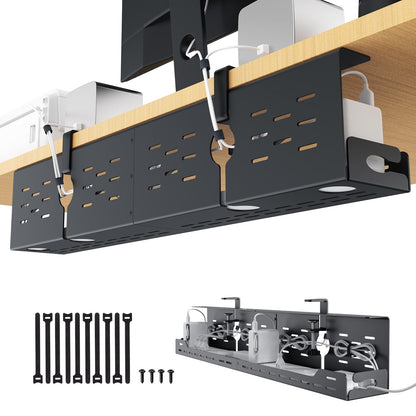 Univivi Under Desk Cable Management Tray, Cable Management, 32 inch, Black