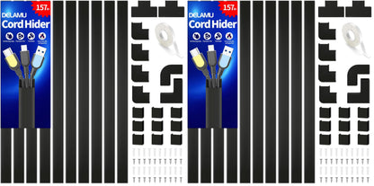 Delamu Cord Hider, 157in Wire Covers for Cords on Wall, Premium Cable Hider Cord Covers for Wires, Cable Management Wire Hiders for TV, Cable Raceway Kit, W0.95 H0.55in, White