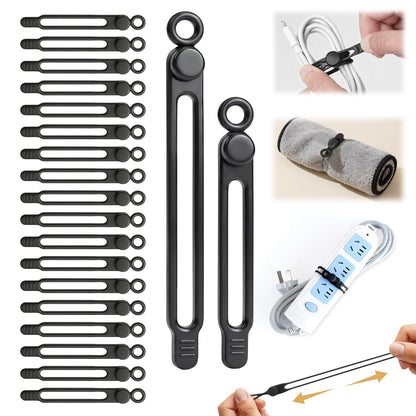 30 Pcs Silicone Cable Ties, Reusable Data Cable Organizer for Home Office