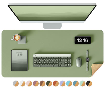 YSAGi Double-Sided Desk Pad, 31.5"x15.7"Leather Desk Mat, Eco Cork Desk Pad Protector,Large Mouse Pad,Waterproof Desk Blotter for Office/Home(Coffee)